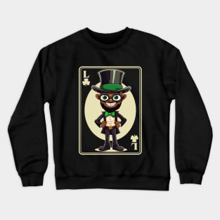 Black Leprechaun Shamrock Card St Paddys Day Festival Crewneck Sweatshirt